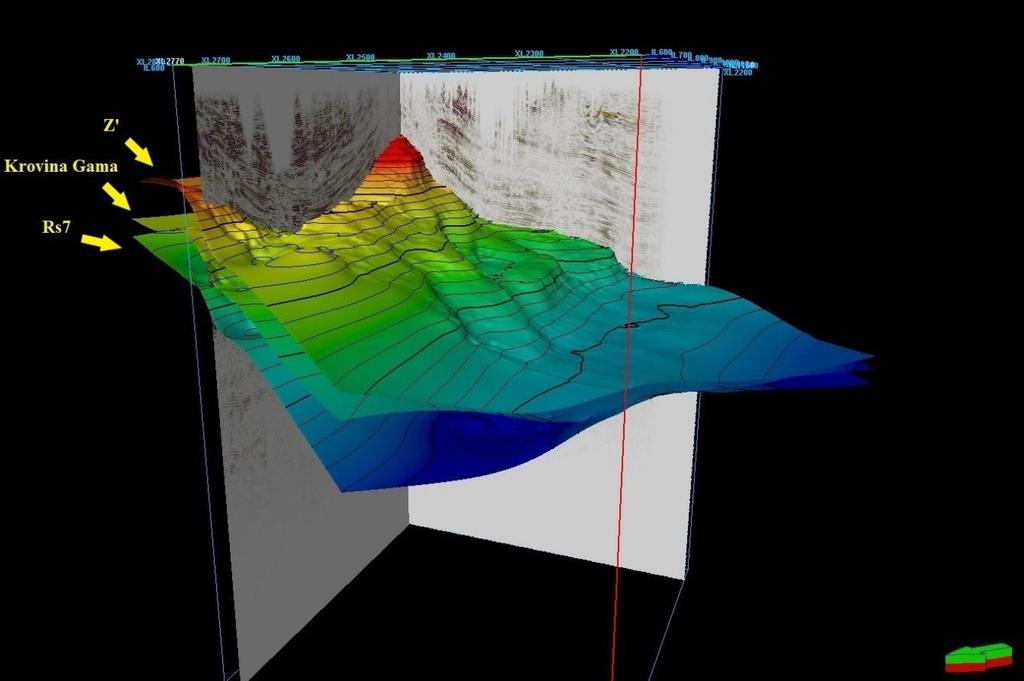 4.2 Interpretacija seizmičkih horizonata Interpretacija horizonata izrađena je djelomično automatski, a djelomično ručno. Najprije se isprobalo automatsko (eng.