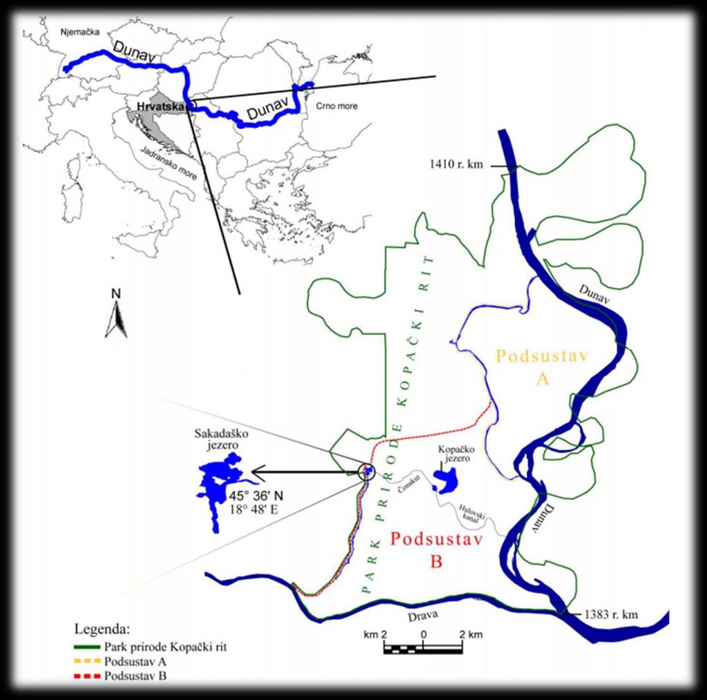 MATERIJALI I METODE Slika 3. Karta Parka prirode Kopački rit (Izradio: Filip Stević) Kopački rit je 1993.