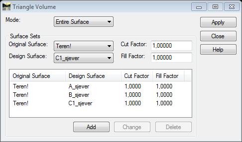 Slika 5-1. Naredba Triangulate Volume za izračun obujma Teren predstavlja trenutnu situaciju terena od koje se radi izračun obujma ukupnih rezervi.