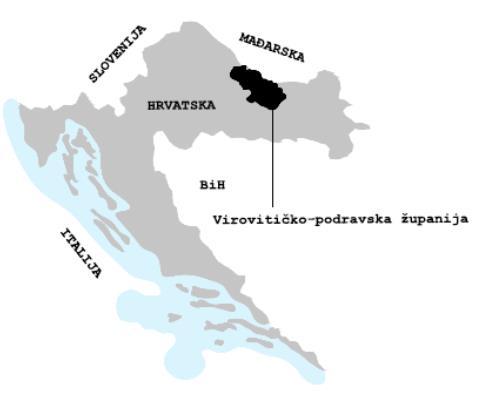 1. CJELOVITA ANALIZA STANJA 1.1. Položaj Virovitičko-podravske županije Županija se nalazi u kontinentalnom dijelu Republike Hrvatske, na prostoru dodira Središnje i Istočne Hrvatske.
