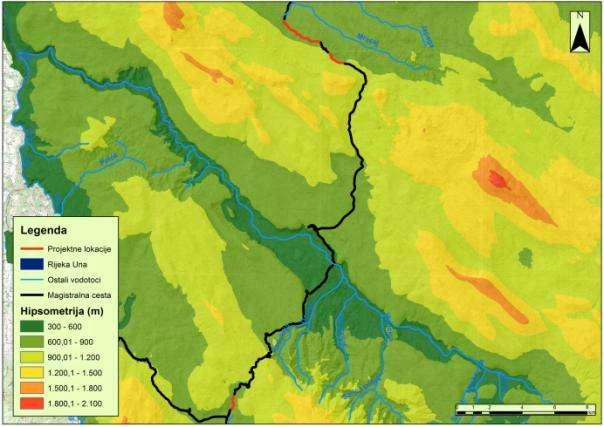 5. UVJETI OD POSEBNOG ZNAČAJA 5.1. GEOGRAFSKE KARAKTERISTIKE Teren na kojem se nalazi Projekat je uglavnom na nadmorskoj visini između 600 i 900 metara.