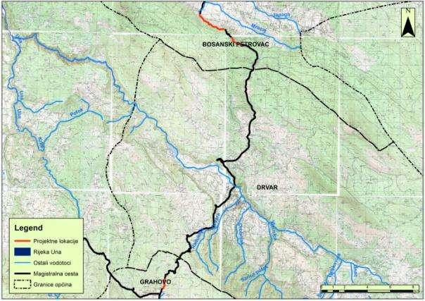 Slika 8: Hidrografska karta šireg područja projekta Izvor: JP Ceste FBiH 5.