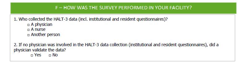 HALT-3 institutional questionnaire: Part