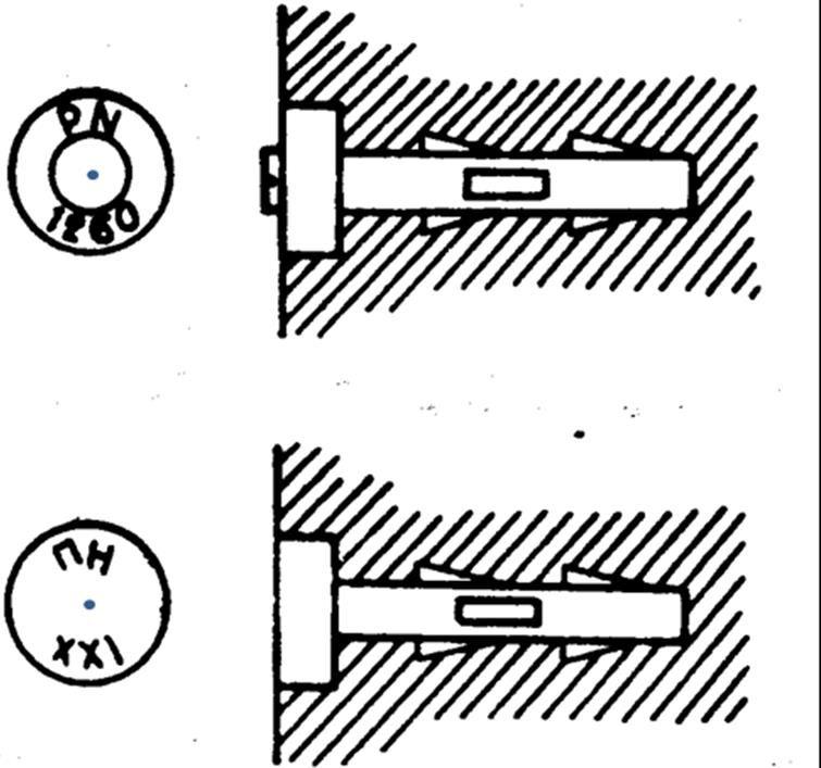 Reperi mogu biti stabilizovani : Horizontalno, biljegom u obliku metalne kugle sa utisnutim brojem.