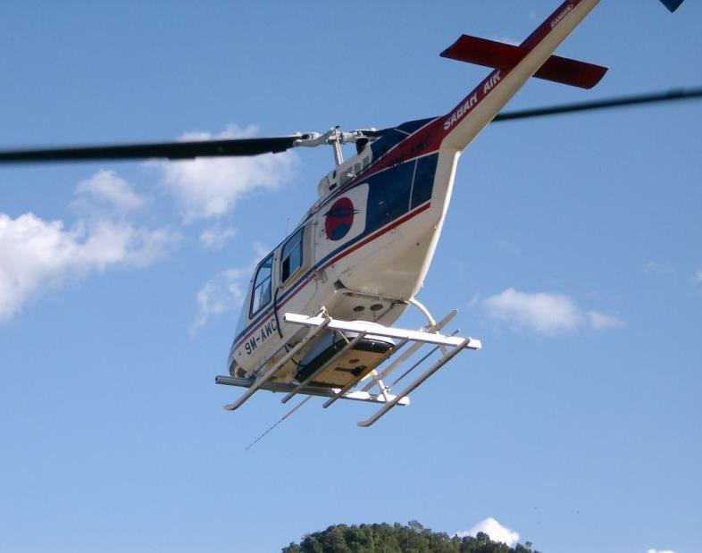 laser postavljen na helikopter ili neku drugu letilicu i sakuplja precizne podatke.