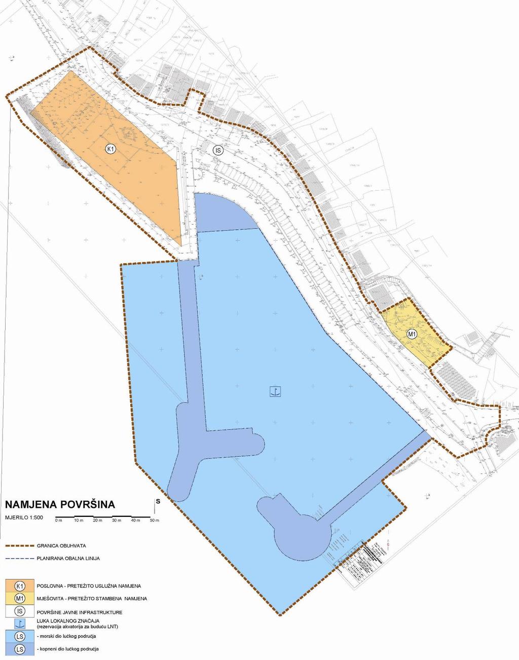 oznaka čestice kopnena površina (m 2 ) morska površina (m 2 ) ukupna površina (m 2 ) K1 2 960 / 2 960 M1