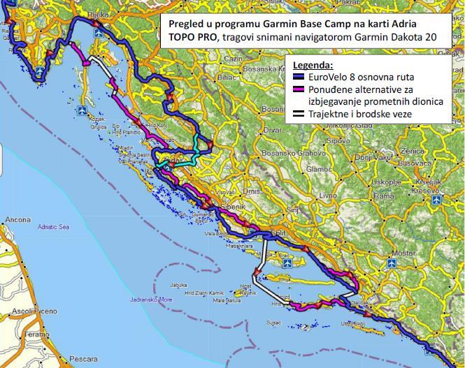 Analiza postojećeg stanja cikloturizma na području Primorsko-goranske županije Slika 3.3. Trasa Mediteranske rute EuroVelo 8 Izvor: Sistematizacija i preporuke za EV8 u RH, 2018.