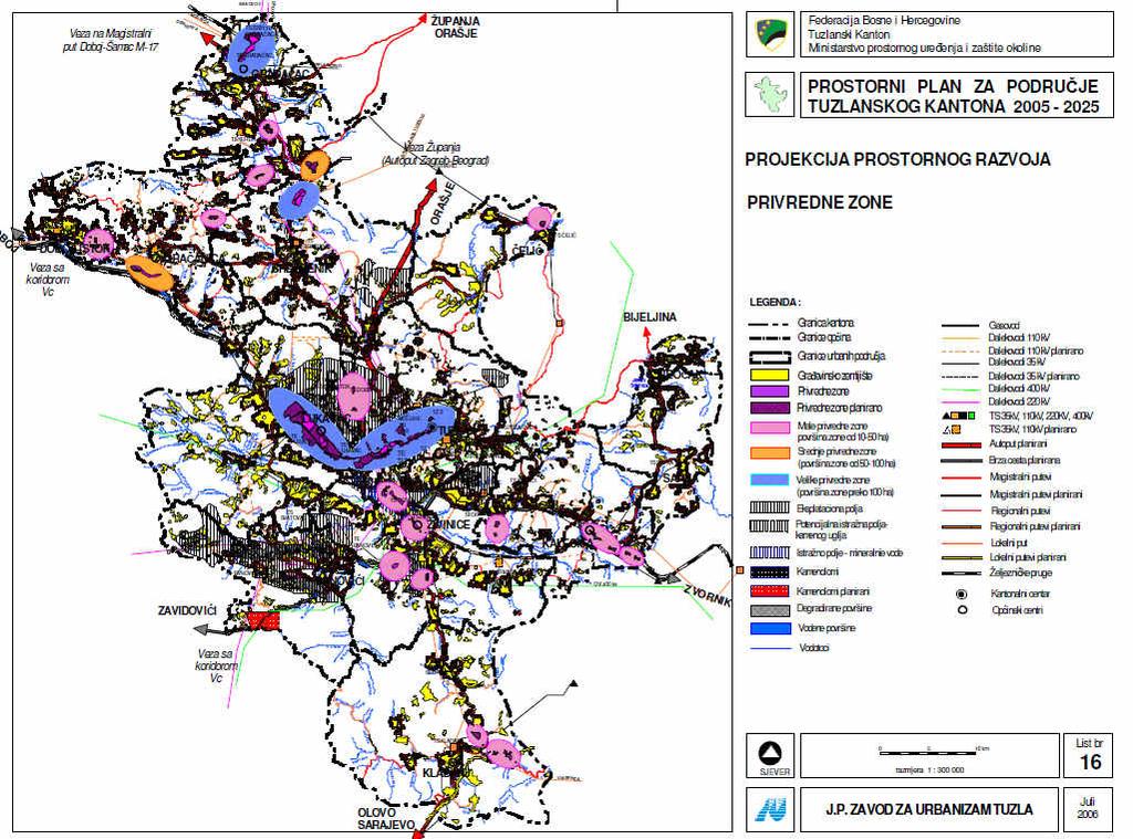 Poduzetničke zone Projekcija prostornog razvoja PRIVREDNE ZONE u Prostornom planu za područje Tuzlanskog