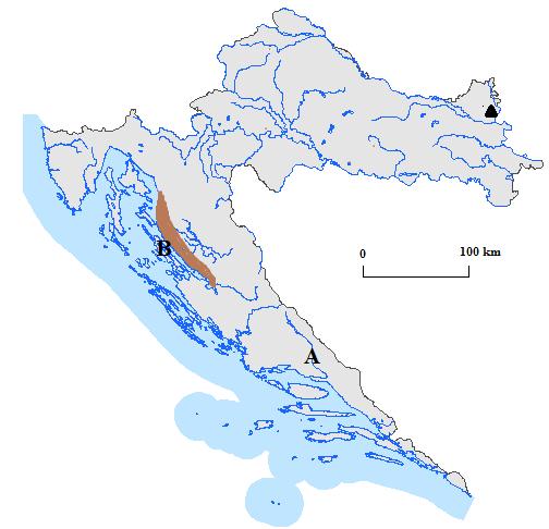 Na priloženoj karti Hrvatske crnim trokutićem ( ) označeno je močvarno područje u međuriječju