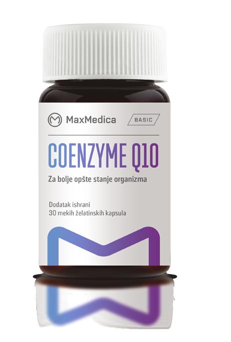 COENZYME Q10 Za bolje opšte stanje organizma Koenzim Q10 je supstanca koja se prirodno nalazi u svim ćelijama i tkivima ljudskog organizma i neophodna je za
