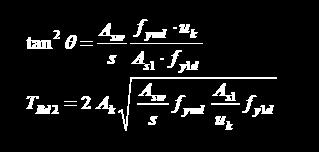 Kada je poznata ili pretpostavljena poprečna i uzdužna armatura, određuje se nagib tlačnih štapova i nosivost preko armature. Kad izračunata vrijednost za kut θ izlazi iz granica danih jednadžbom (0.