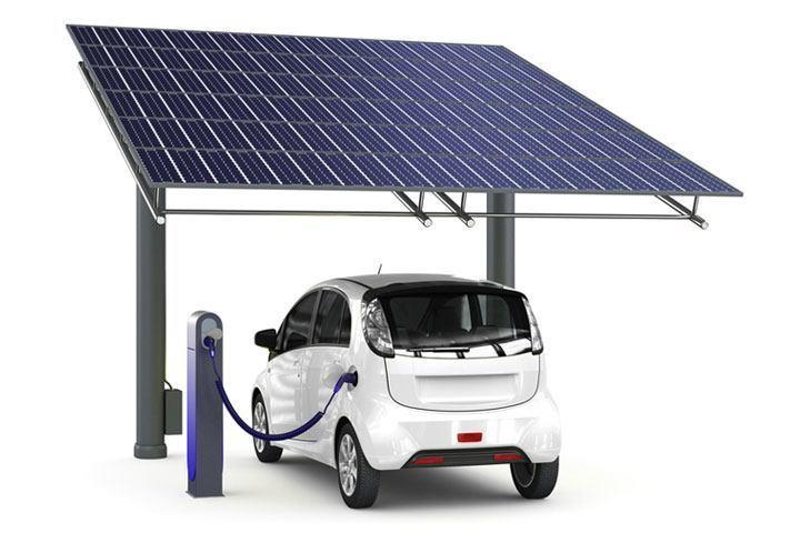 [Slika 24] prikazuje punionicu električnih automobila sa fotonaponskim panelima. Slika 24.
