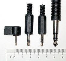 Vrste konektora 2.5 mm mono (TS) 3.5 mm mono (TS) 3.5 mm stereo (TRS) 6.