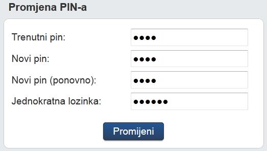 Slika 4. Promjena PIN-a Za odjavu iz sustava kliknite na svoje ime u donjem lijevom kutu, zatim opciju 'Odjava'.
