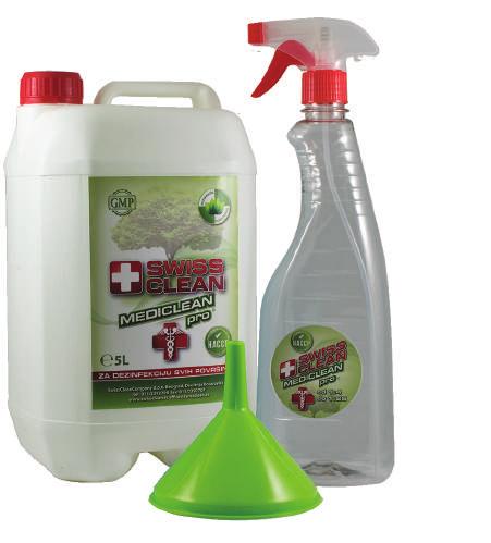 Swiss Clean MEDI CLEAN PRO Dezinfekcija vazduha i raznih površina MEDI CLEAN PRO koristi se za dezinfekciju: vazduha raznih površina u domaćinstvu, ustanovama, industriji,