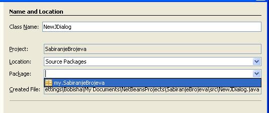 Pokretanje novih prozora unutar aplikacije 1. Kliknuti desnim na naziv projekta i odabrati New>Jdialog Form 2. Odabrati naziv novog dialoga i postaviti ga u isti paket kao i osnovnu formu: 3.