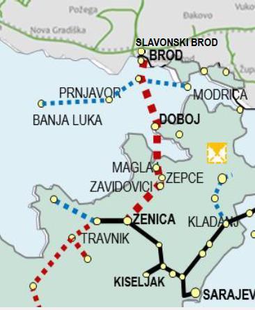 Sjeverna interkonencija BiH - Hrvatska Source: BH-Gas Maj 2019.