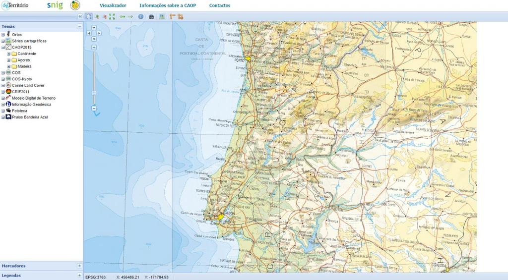 Slika 3: Institucionalni geoportal Opće uprave za prostorno planiranje Portugala (http://mapas.dgterritorio.pt, URL 6) 3.3. Španjolska Nacionalni geografski institut (esp.