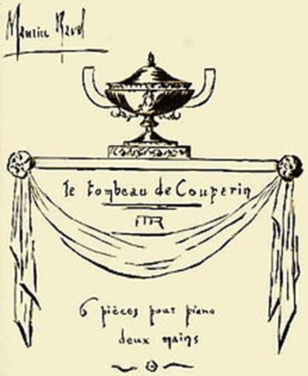 Page14 4. LE TOMBEAU DE COUPERIN 4.1. Općenito o djelu 4.a, ilustracija Le Tombeau de Couperina koju je sam Ravel nacrtao Le tombeau de Couperin je suita za klavir skladana između 1914. i 1917.