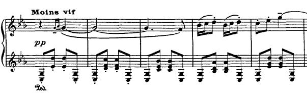 Page29 U samoj početnoj 8-taktnoj fazi, glazba je podijeljena u 3 dijela: 2-taktni motiv (t. 1-2) s autentičnom kadencom u C-duru usred 2. takta; 5-taktna fraza (t.