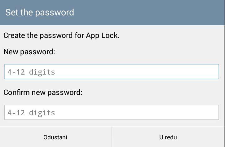 App Lock App Lock je sigurnosna aplikacija koja omogućava ograničavanje i kontroliranje pristupa odabranim aplikacijama i datotekama.