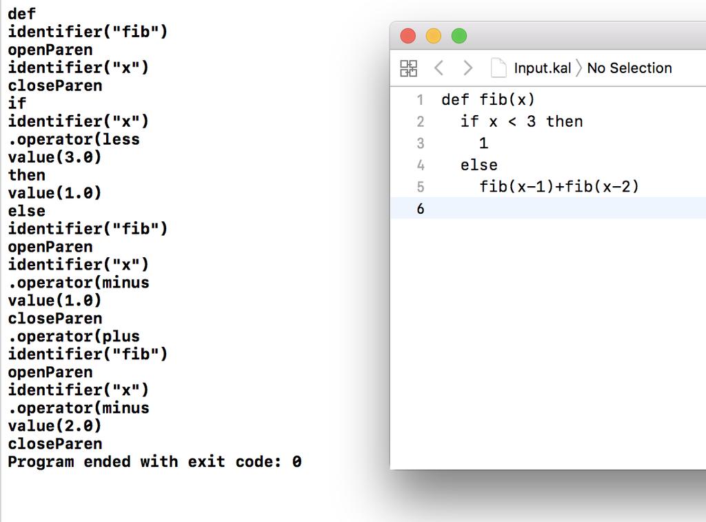 private static func gettoken(_ input: String, _ definition: LanguageSpec)-> (Token, Int)? { for test in definition { if let token = test(input) { return token return nil Slika 4.