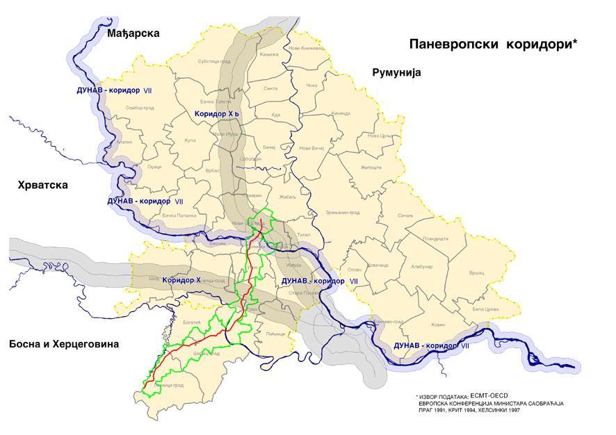 Спајањем Новог Сада и Шапца, као значајних центара у привредном и интермодалном смислу, планираним коридором државних путева бр.