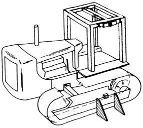 ако се користи само један део шасије зглобне машине фиксирање мора бити што ближе крајевима шасије, и изведено тако да шасија не додирује подлогу.