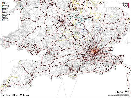 4, 1.5). Сл.1.5 Детаљна мрежа железничких пруга у јужној Енглеској одсликава начин повезивања тачака (насеља) железничким транспортом.