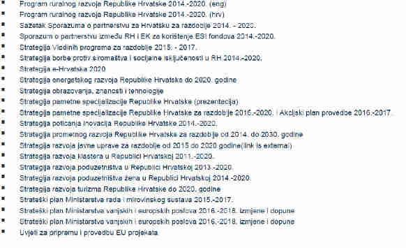 Strateški dokumenti RH 2014.-2020.