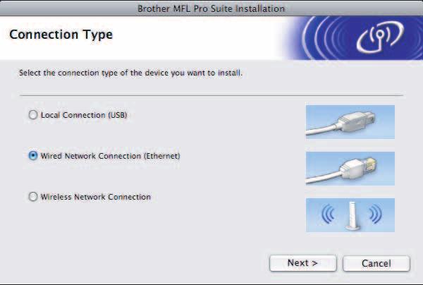 Žičn mrež Mintosh 12 Instlirjte MFL-Pro Suite Stvite CD-ROM koji ste doili u vš CD-ROM uređj. Npomen Ako je uređj podešen z všu mrežu, oderite uređj s popis, ztim kliknite OK.