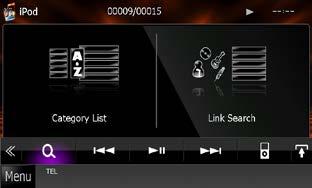 USB uređaj i SD kartica Možete pretraživati zapise, mape i datoteke prema hijerarhiji. 1 Dodirnite područje prikazano na ilustraciji. ipod Prikazuje se upravljački zaslon popisa.