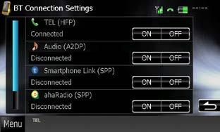 Zaslon Popis traženih uređaja ne može se prikazati kada je izvor prijema aha ili Bluetooth Audio. Ovaj je uređaj kompatibilan s funkcijom jednostavnog uparivanja tvrtke Apple.