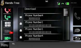 Upravljanje funkcijom Bluetooth Poruka Čitanje SMS-a (usluga kratke poruke) 1 Dodirnite [ ] (primljena SMS poruka) ili [ ] (poslana SMS poruka) na Sustav u načinu rada zaslonu slobodne ruke.