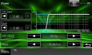 Upravljanje zvukom Postavljanje zvučne skretnice Možete podesiti prijelazne frekvencije zvučnika. 1 Dodirnite zvučnik za postavljanje zvučne skretnice u zaslonu za odabir zvučnika.