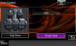 Upravljanje zvukom Upravljanje zonama Možete odabrati drugačiji izvor za prednji i stražnji dio vozila. 1 Dodirnite [Zone Control]. 3 Svaki izvor podesite na sljedeći način.