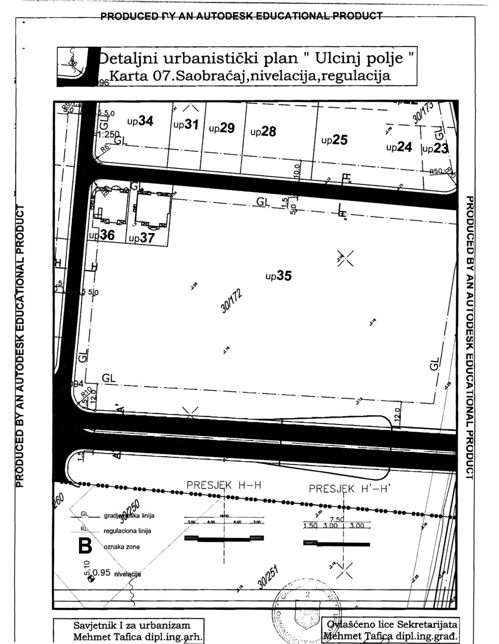 Savjetnik a urbania Mehet Tafia dipl.ing. h. taljni urbanistiki plan f Ulinj plje " 07.Sabraaj,nivelaija,regulaija up34 up28 - -- up25 '--'-' () -"--..-_ gradjka linija _...,.. B regulaina linija ne ọ,.