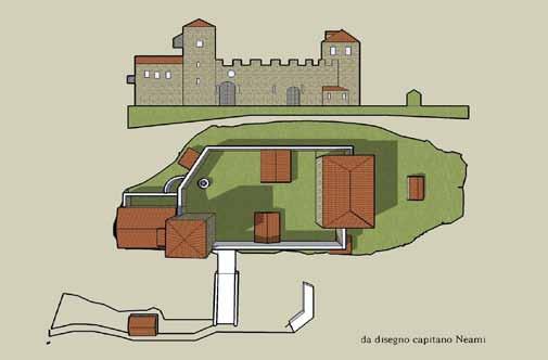 5 Proposta di ricostruzione della pianta del castello di Momiano in un disegno eseguito da Dario