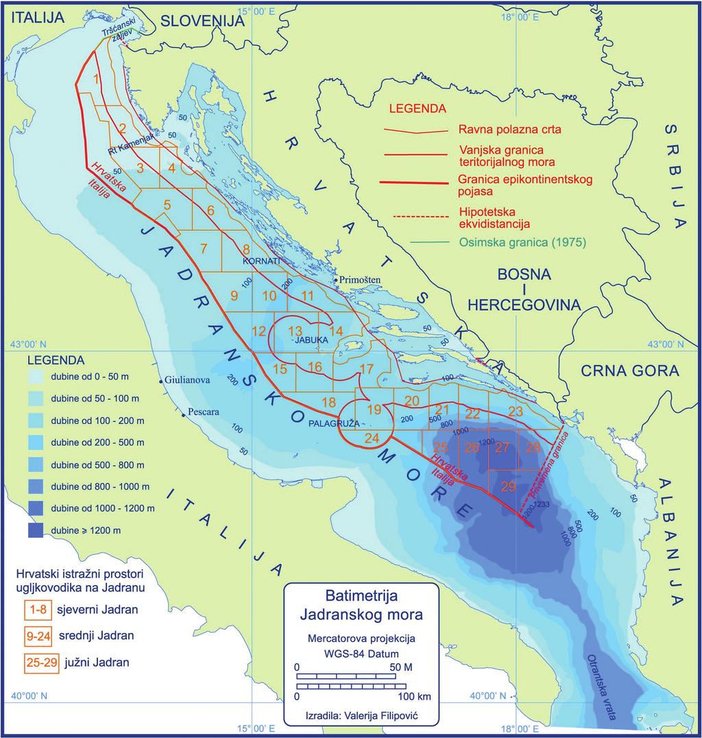 Karta 1. Istražni prostori ugljikovodika u hrvatskome dijelu Jadrana10 A upravo je Vlada Crne Gore još 3. ožujka 2011.