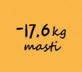 april - težina: 90,8 kg, masti: 38,7 kg Posle 8 nedelja: 27.