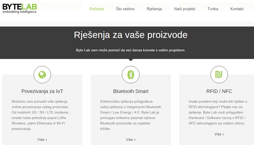 Slika 24. Web stranica Byte Lab-a Nabava materijala Unutar ovog aspekta razmišljanje je orijentirano na jeftine logističke troškove.