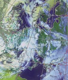 Svibanj Slika 4. Satelitska slika naoblake u vidljivom dijelu spektra. svibnja 4. u.24 UTC Slika. Satelitska slika naoblake u vidljivom dijelu spektra 4. svibnja 3. u 9.