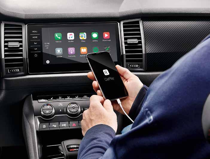 SMARTLINK+ Sa SmartLink+ sistemom (ŠKODA Connectivity paket koji podržava MirrorLink, Apple CarPlay, Android Auto) infotainment sistem automobila omogućava vozaču da bezbedno koristi telefon tokom