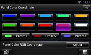 Podešavanje postavki Spremanje korisnički prilagođene boje Možete spremiti boju koju ste sami odabrali iz spektra. 1 Dodirnite [Adjust] u zaslonu za usklađivanje boje upravljačke ploče.