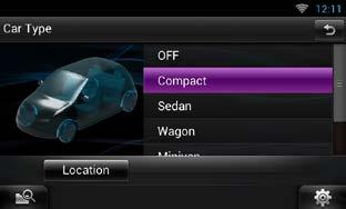 ÑPostavljanje Ñ vrste vozila Možete podesiti vrstu vozila i sustav zvučnika, itd. 1 Dodirnite [Car Type] u zaslonu Audio SETUP. Prikazuje se zaslon vrste vozila.
