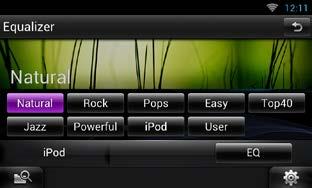 Upravljanje ekvalizatorom Ekvilizator možete podešavati odabirom optimalne postavke za svaku kategoriju. 1 Dodirnite [ ] na bilo kojem zaslonu. 2 Dodirnite [Audio]. Prikazuje se audio zaslon.