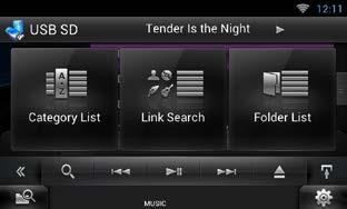 Rad funkcije CD/Audio i vizualnih datoteka/ipod/aplikacija Funkcija pretraživanja Glazbene ili video datoteke možete tražiti na sljedeći način.