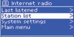 Ako već preslušavate neku od internet stanica, koristite tipku za povratak ili pritisnite MENU, za povratak jedan korak unatrag u izborniku.
