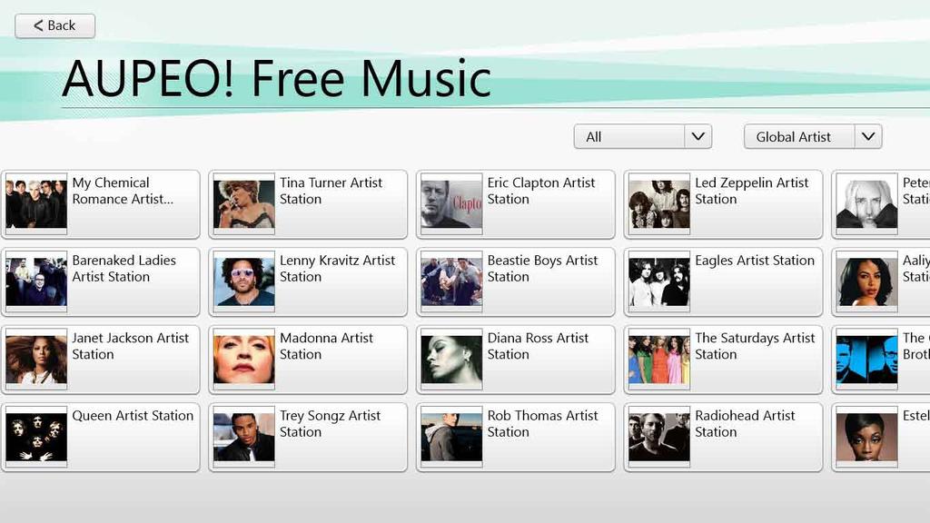 Da biste koristili AUPEO! Free Music: 1. U okviru AUPEO! Free Music, tapnite na izvođača kog želite da otvorite. 2.