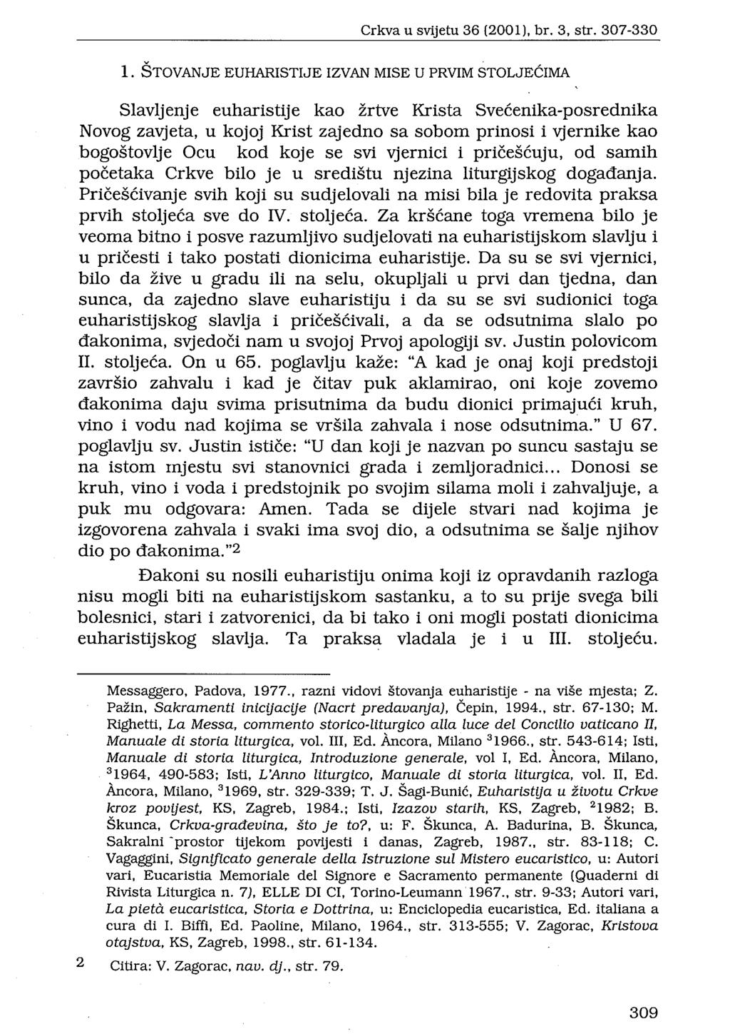 Crkva u svijetu 36 (2001), br. 3, str. 307-330 1.